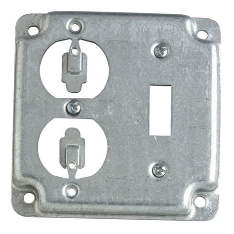 2-gang 4 in square metal electrical box cover|metal junction box with cover.